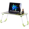 Basicwise Bed Tray Laptop Foldable Table, Kids Lap Desk Homework Table, Green QI003987.GN